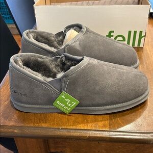 Fellhof Gray Men's Loafers with Faux Fur Lining
